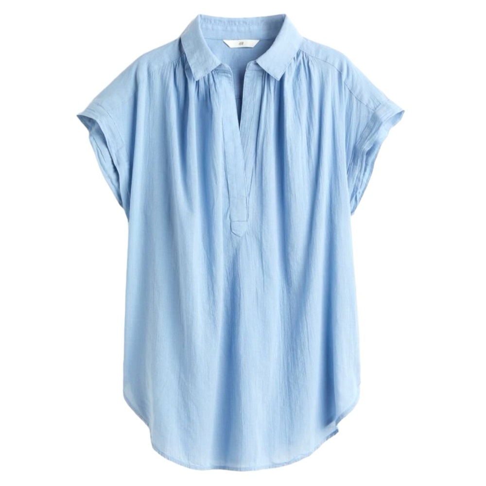 XL H&M Light Blue Women's Shirt Sleeve v-neck Top